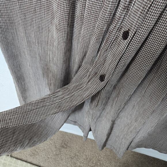 VTG Qps Dress Jumper Sz M Brown White Checked Pockets Button Front Prairie - Picture 6 of 14